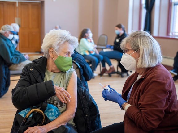 Elderly Get COVID-19 Vaccination At Livingston, MT Clinic